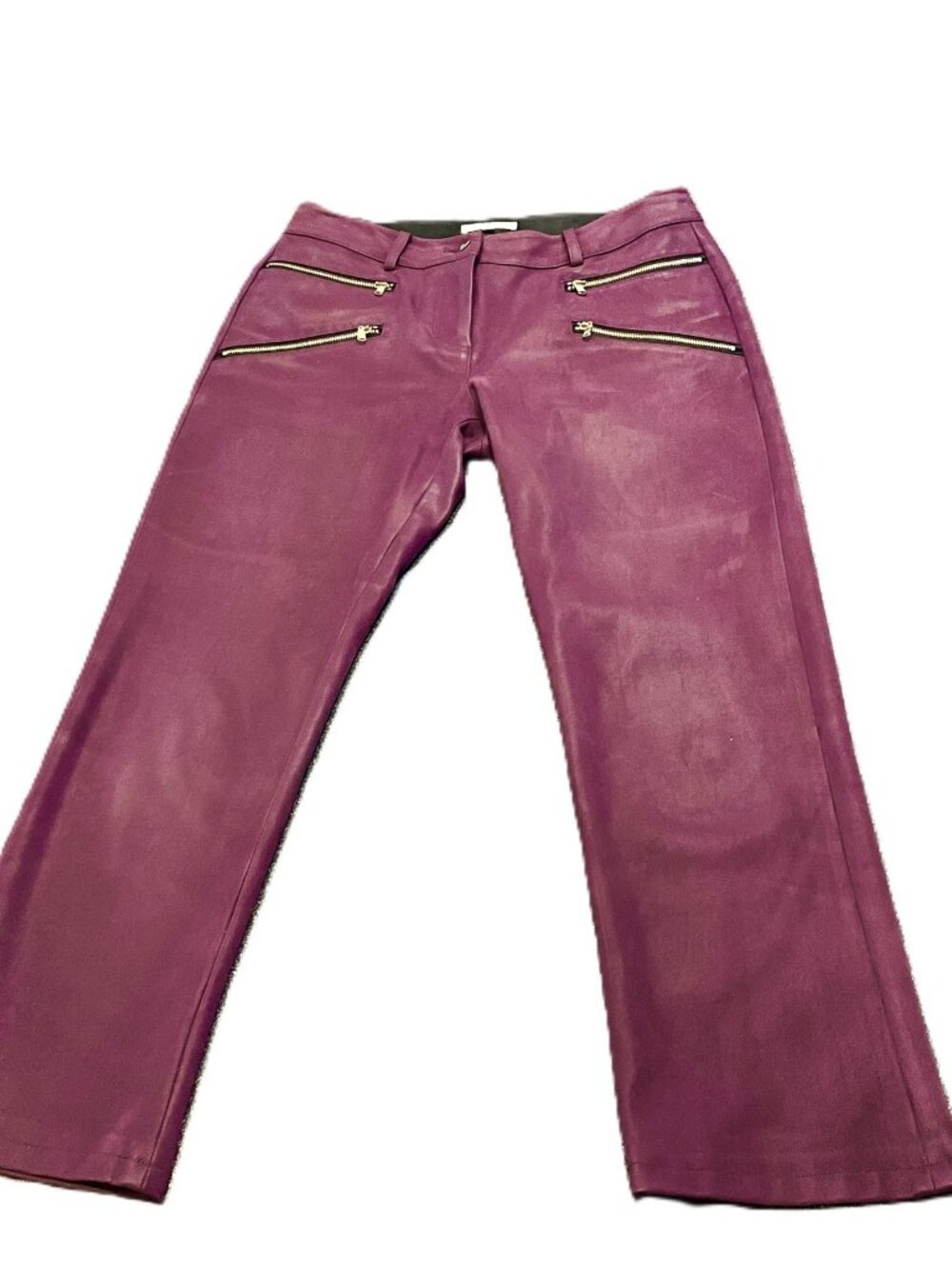 VNT Patrizia Pepe Faux Leather Cropped Zip Pocket Pants Purple Size IT 44